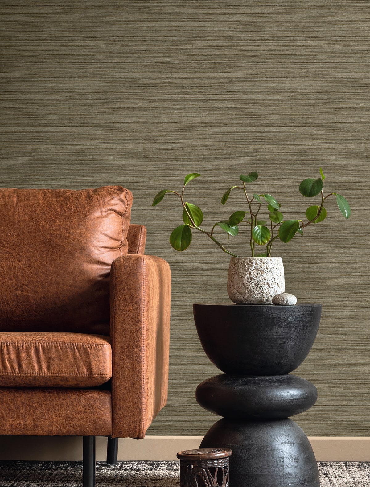 Fibers and Threads Newton Faux Sisal Embossed Vinyl Unpasted Wallpaper