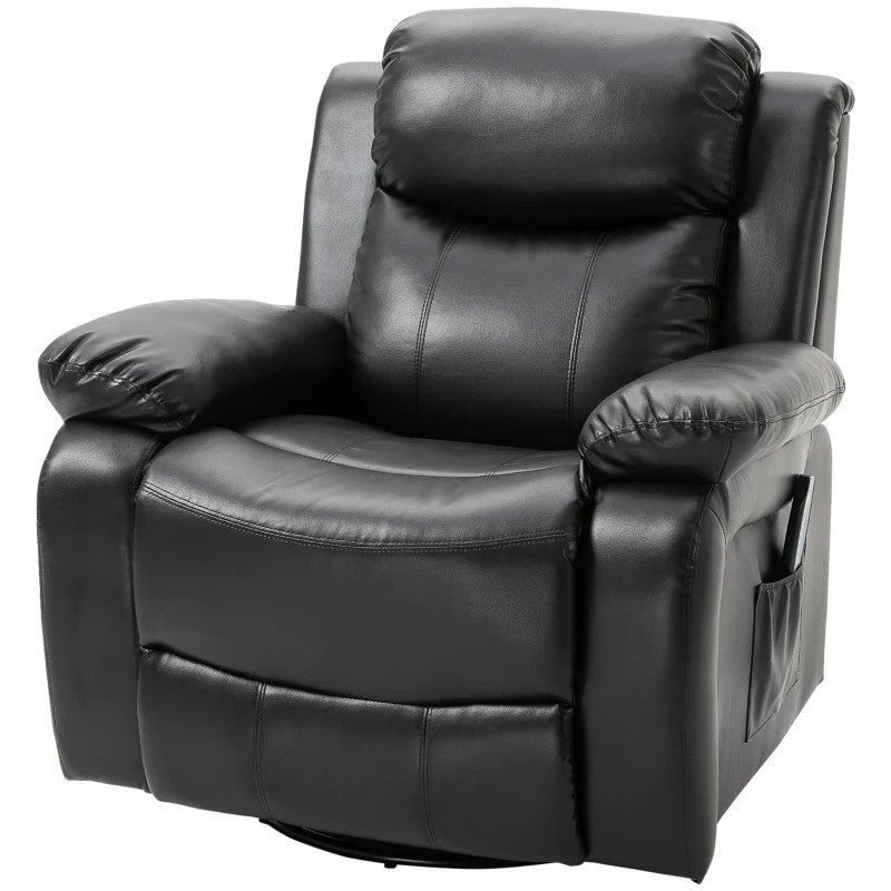 Adjustable Black Faux Leather Recliner Chair w/ Footrest