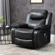 Adjustable Black Faux Leather Recliner Chair w/ Footrest