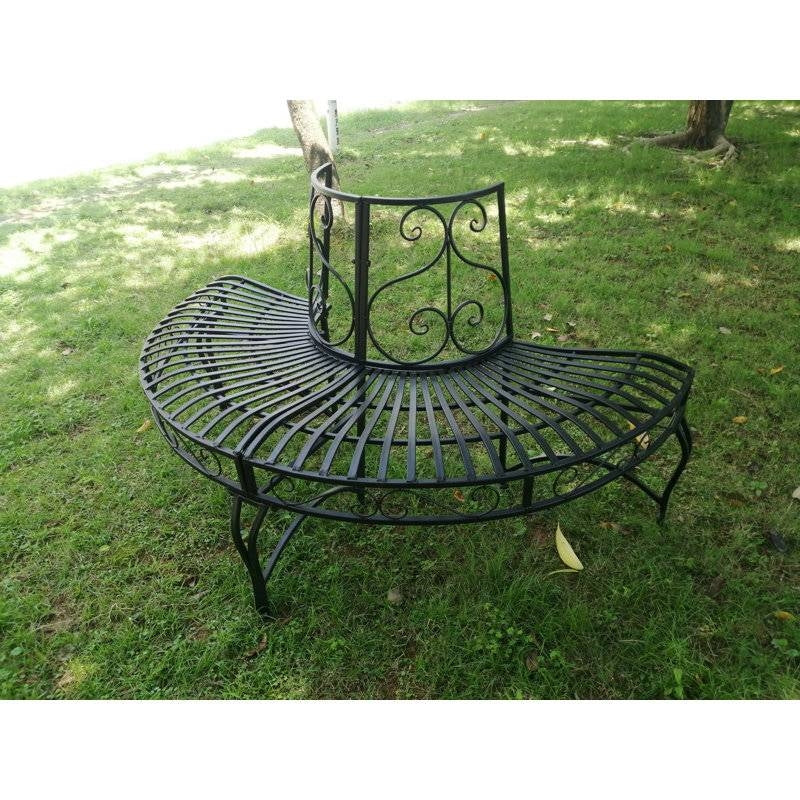 Half-Circle, Outdoor Tree Bench - Black