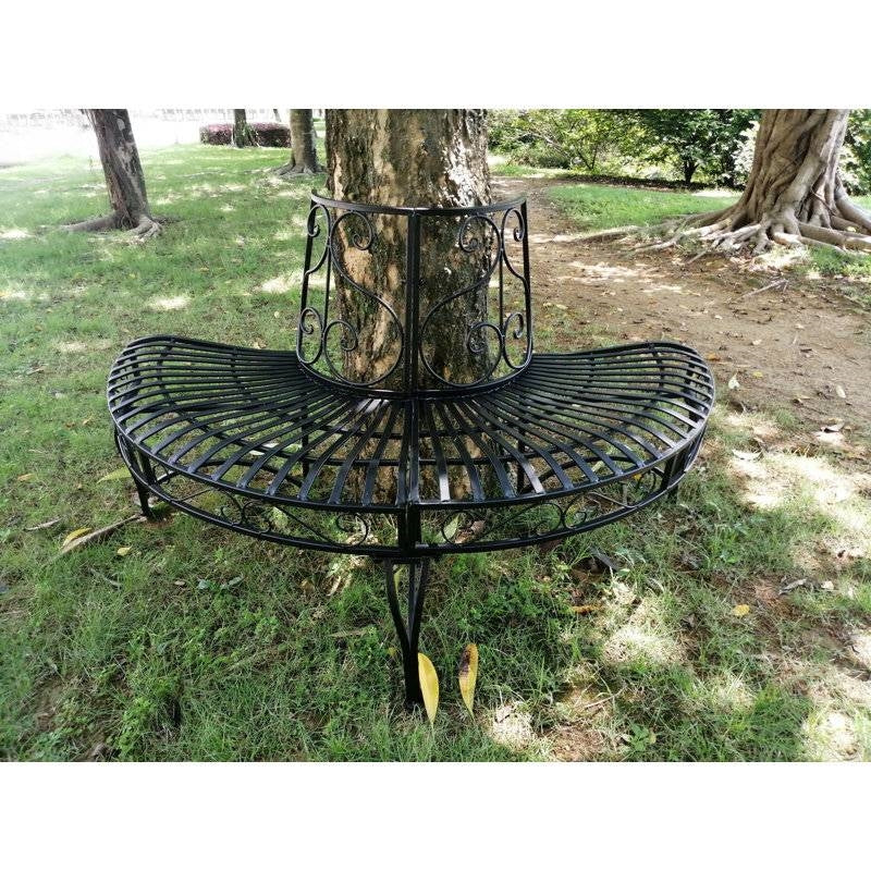 Half-Circle, Outdoor Tree Bench - Black