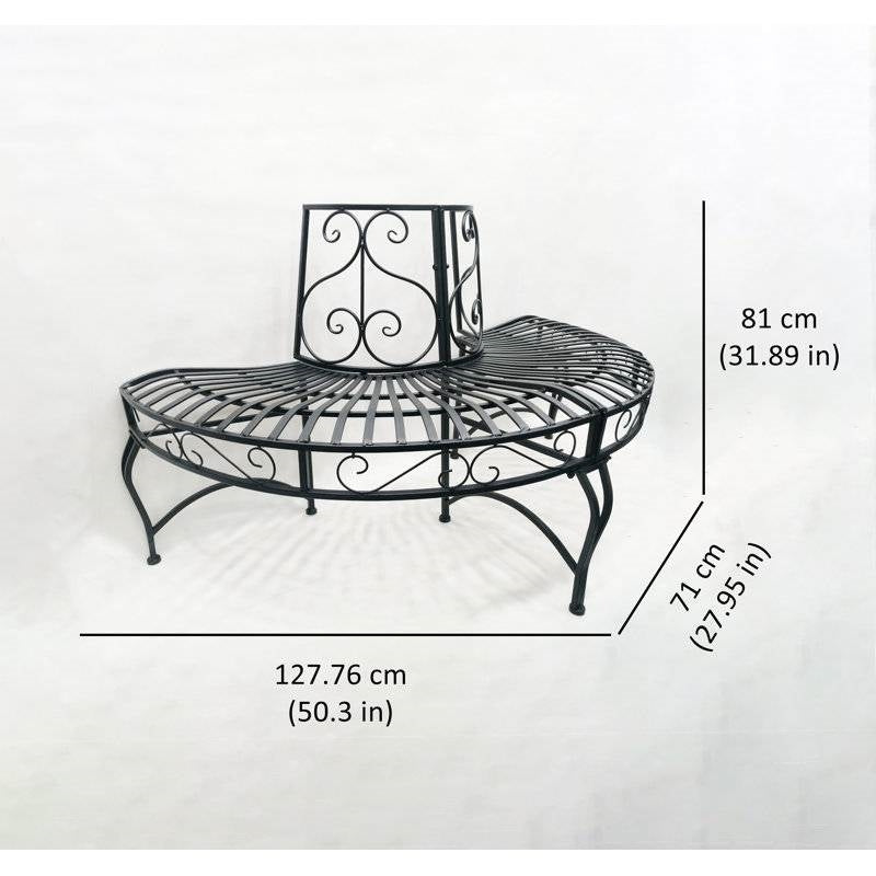 Half-Circle, Outdoor Tree Bench - Black