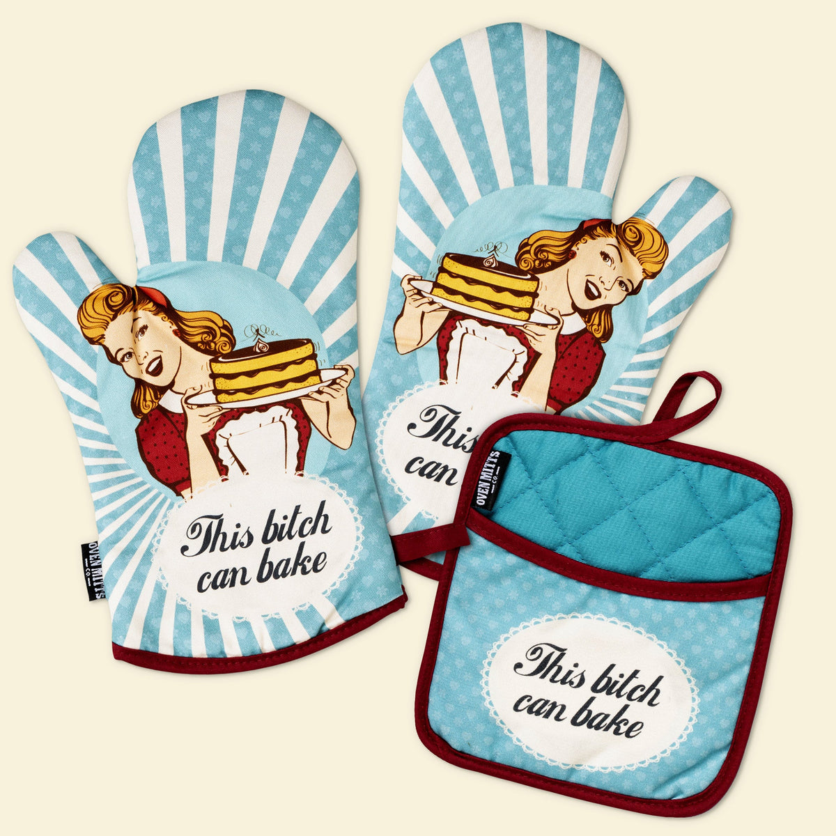 This Bitch Can Bake Oven Mitts And Potholder Set