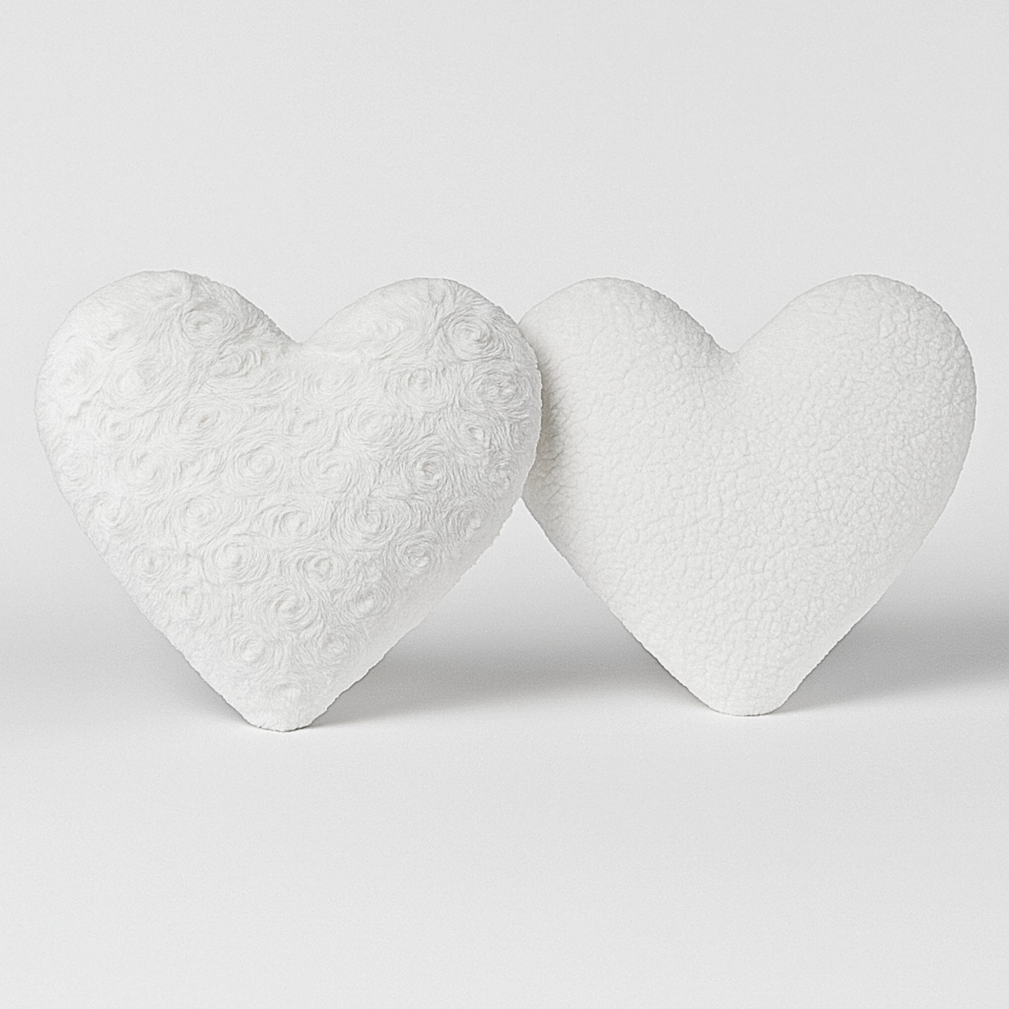 White Roses Romantic Plush Stuffed Heart Throw Pillow