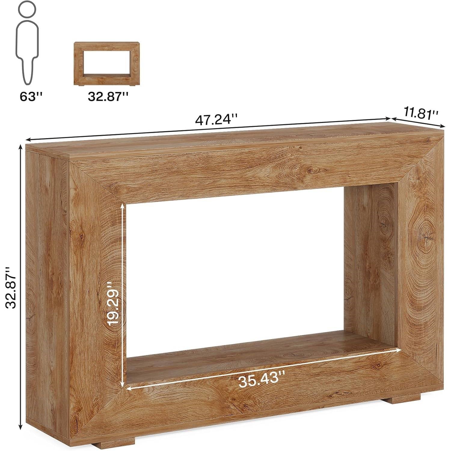 Farmhouse Entryway or Sofa Table in Brown Wood Finish