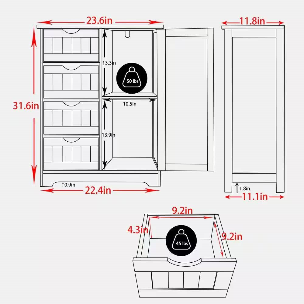 Farmhouse 4-Drawer Bathroom Linen Cabinet