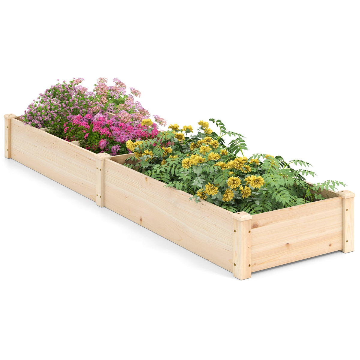 Wooden Raised Open-Ended Base Garden Bed -Natural