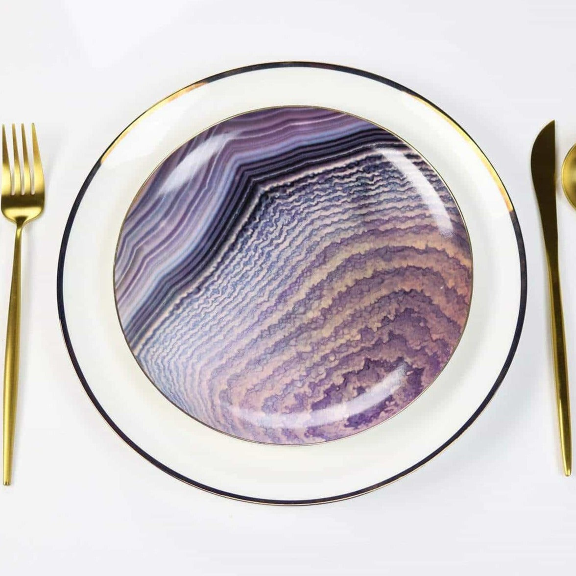 Narrow Gold Rim Dinner Plate - Set of 4