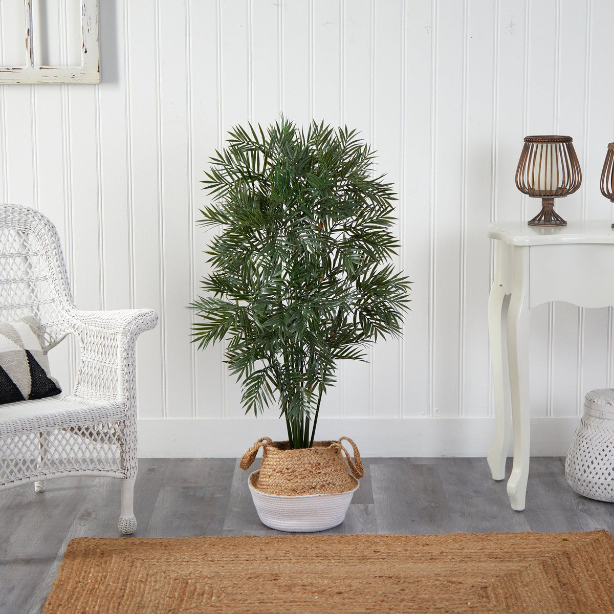 4' Parlor Palm Artificial Tree in Handmade Woven Planter