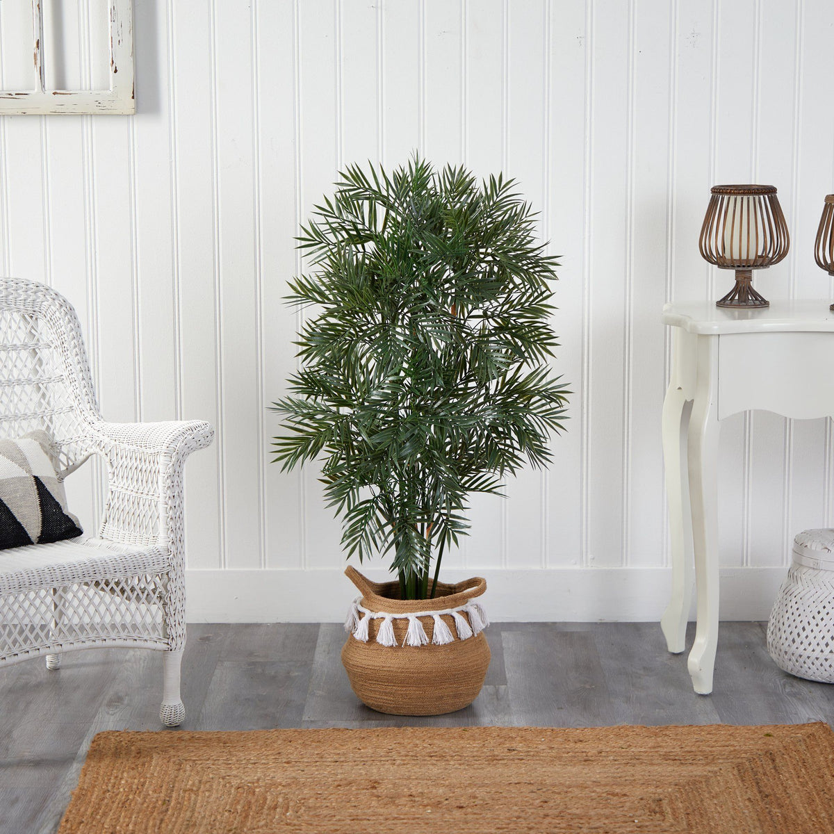 4' Parlor Palm Artificial Tree in Boho Chic HandmadeWoven Planter