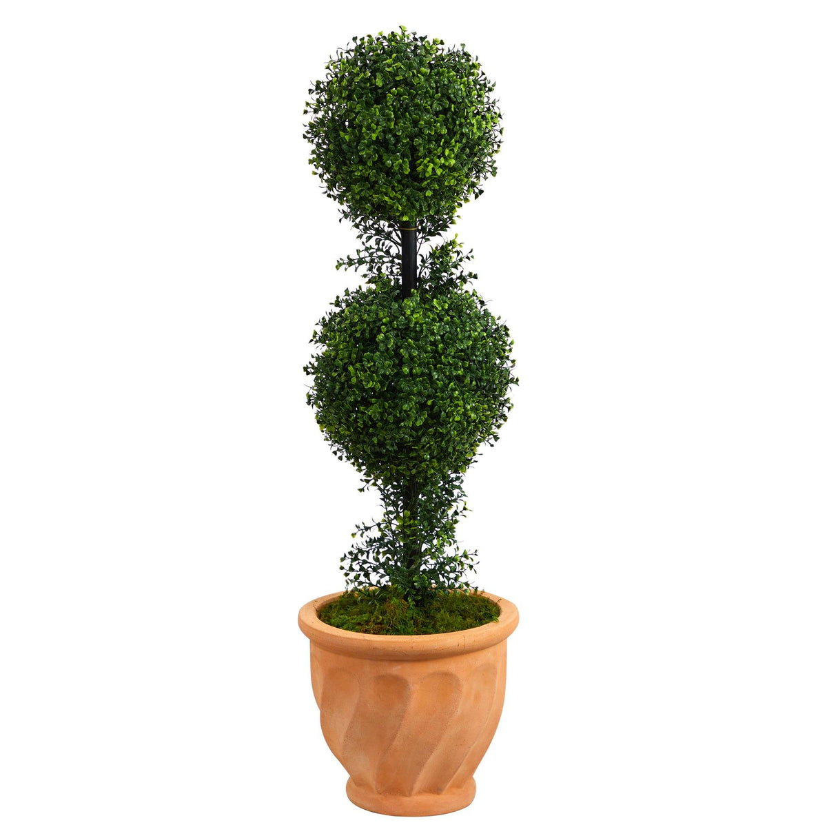40” Boxwood Double Ball Topiary Artificial Tree in Terra-Cotta Planter
