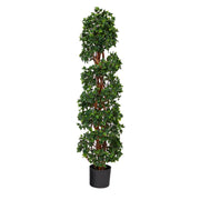 4.5’ English Ivy Spiral Topiary Artificial Tree with Natural Trunk UV Resistant
