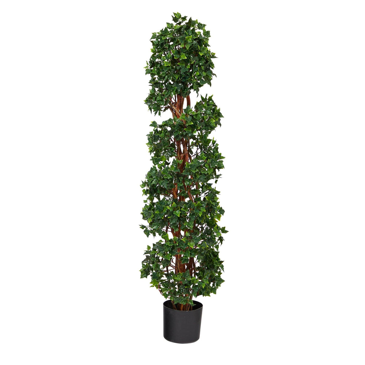 4.5’ English Ivy Spiral Topiary Artificial Tree with Natural Trunk UV Resistant