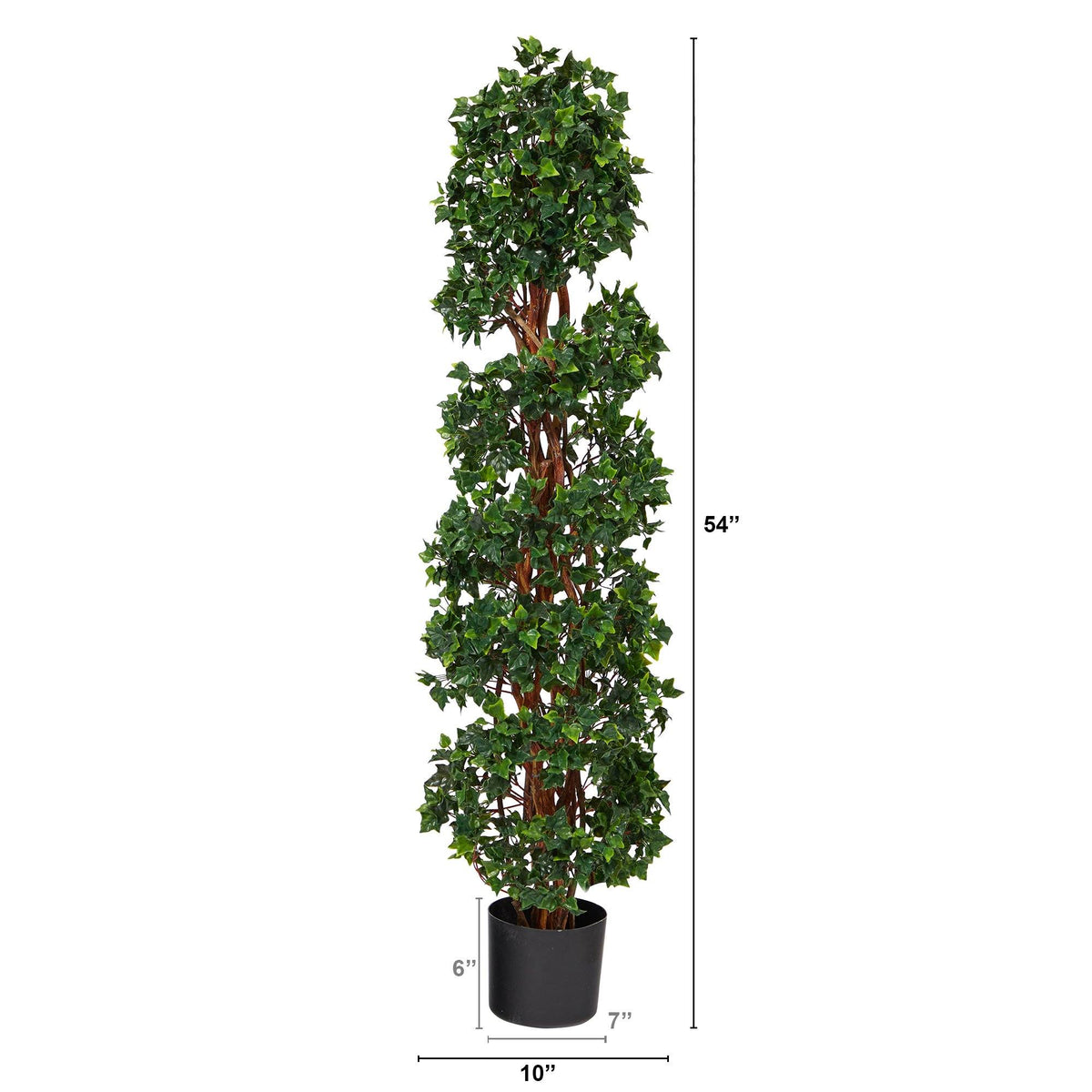 4.5’ English Ivy Spiral Topiary Artificial Tree with Natural Trunk UV Resistant