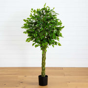 5' Ficus Artificial Tree with Woven Trunk UV Resistant