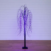 6’ Pre-Lit Halloween Black Willow Artificial Tree with LED Lights