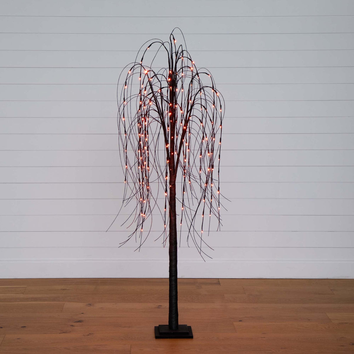 6’ Pre-Lit Halloween Black Willow Artificial Tree with LED Lights