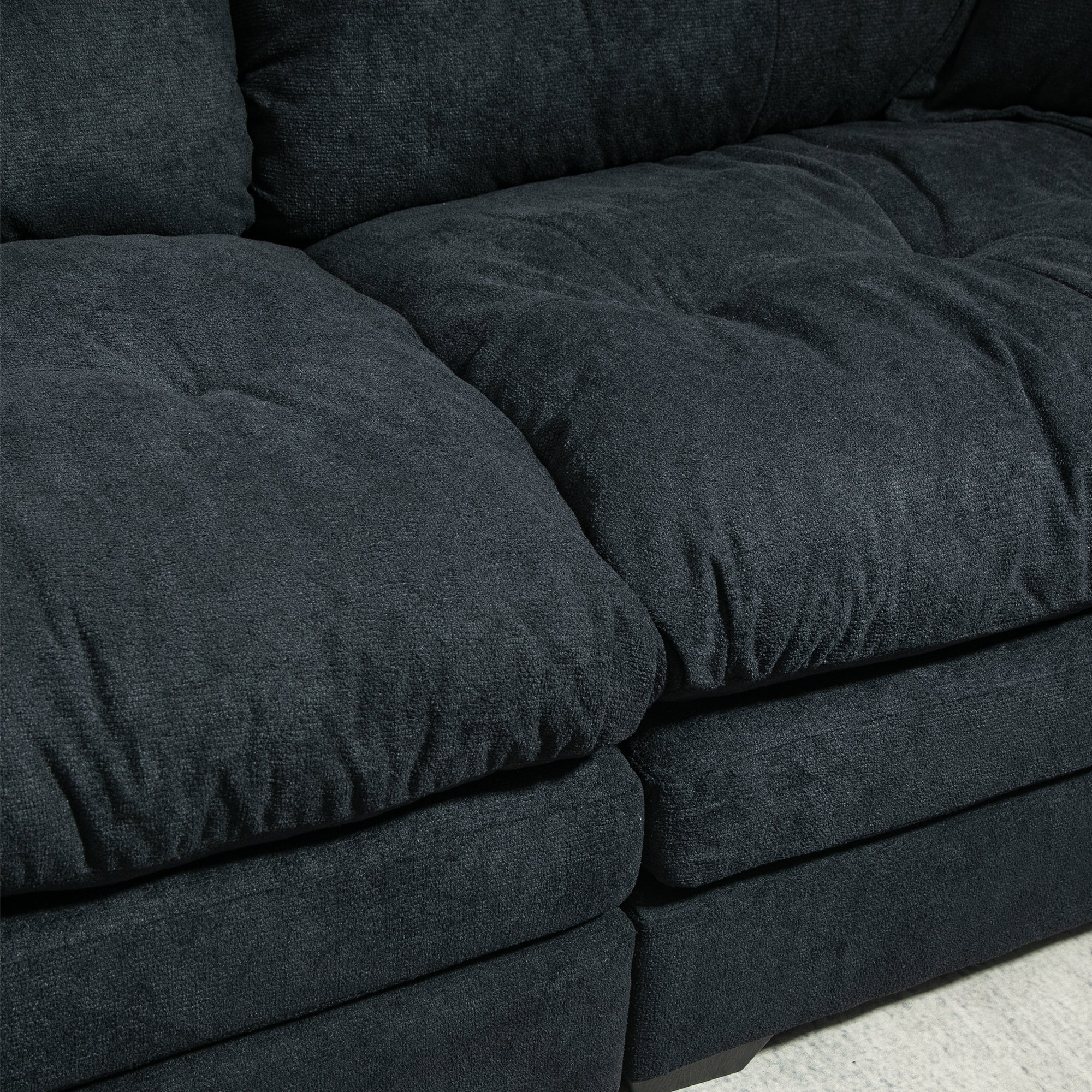 84' Chenille Sofa Small Sofa Loveseat Deep Seat Sofa Couch - Black