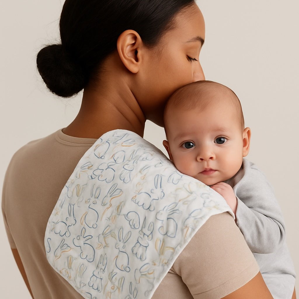 Finn + Emma burp cloth | bunnies