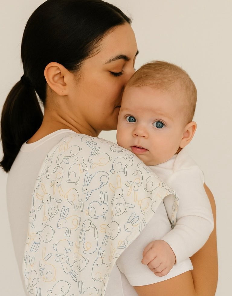 Finn + Emma burp cloth | bunnies