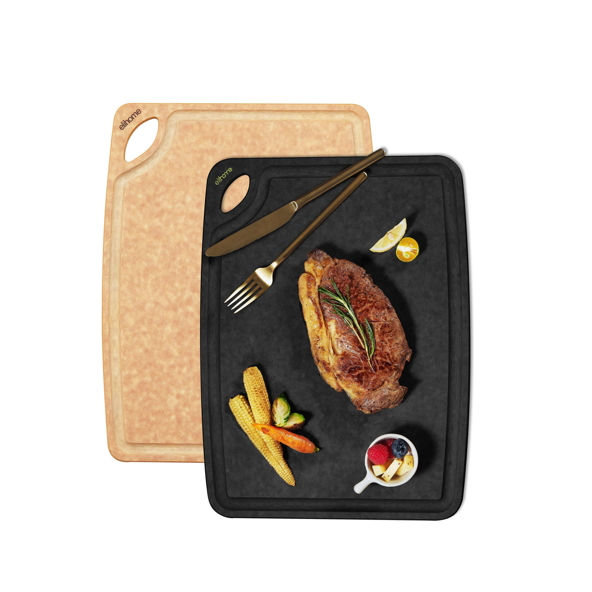 Classic Series 2-In-1 Set Cutting Board - (Black + Natural)