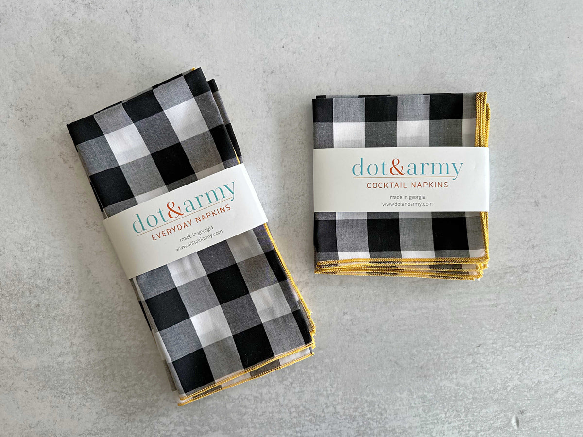 Gingham Check Cloth Napkins, Set of 4