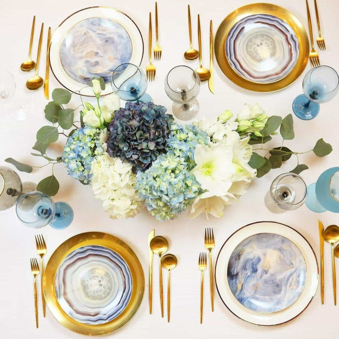 Narrow Gold Rim Dinner Plate - Set of 4