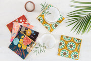 Winter Blue Floral Cloth Napkins, Set of 4