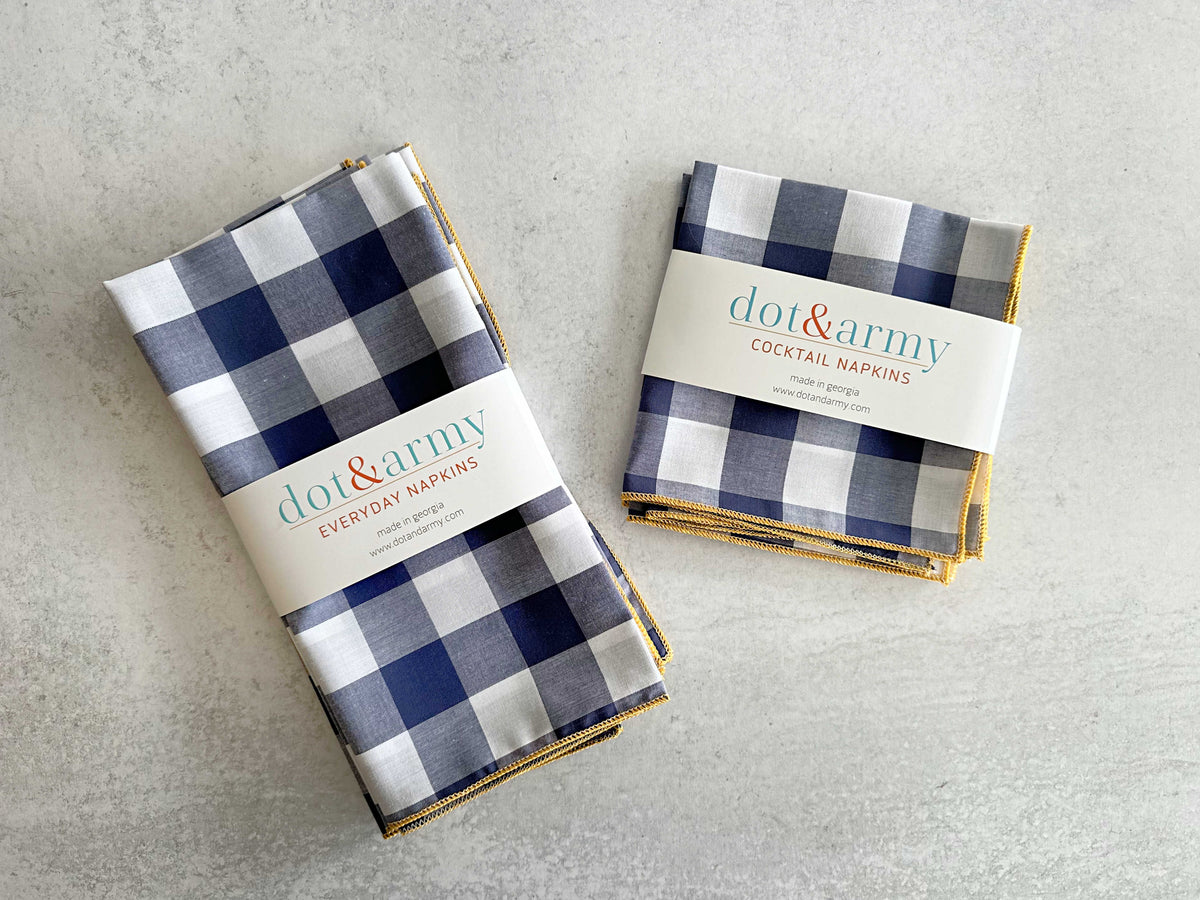 Gingham Check Cloth Napkins, Set of 4