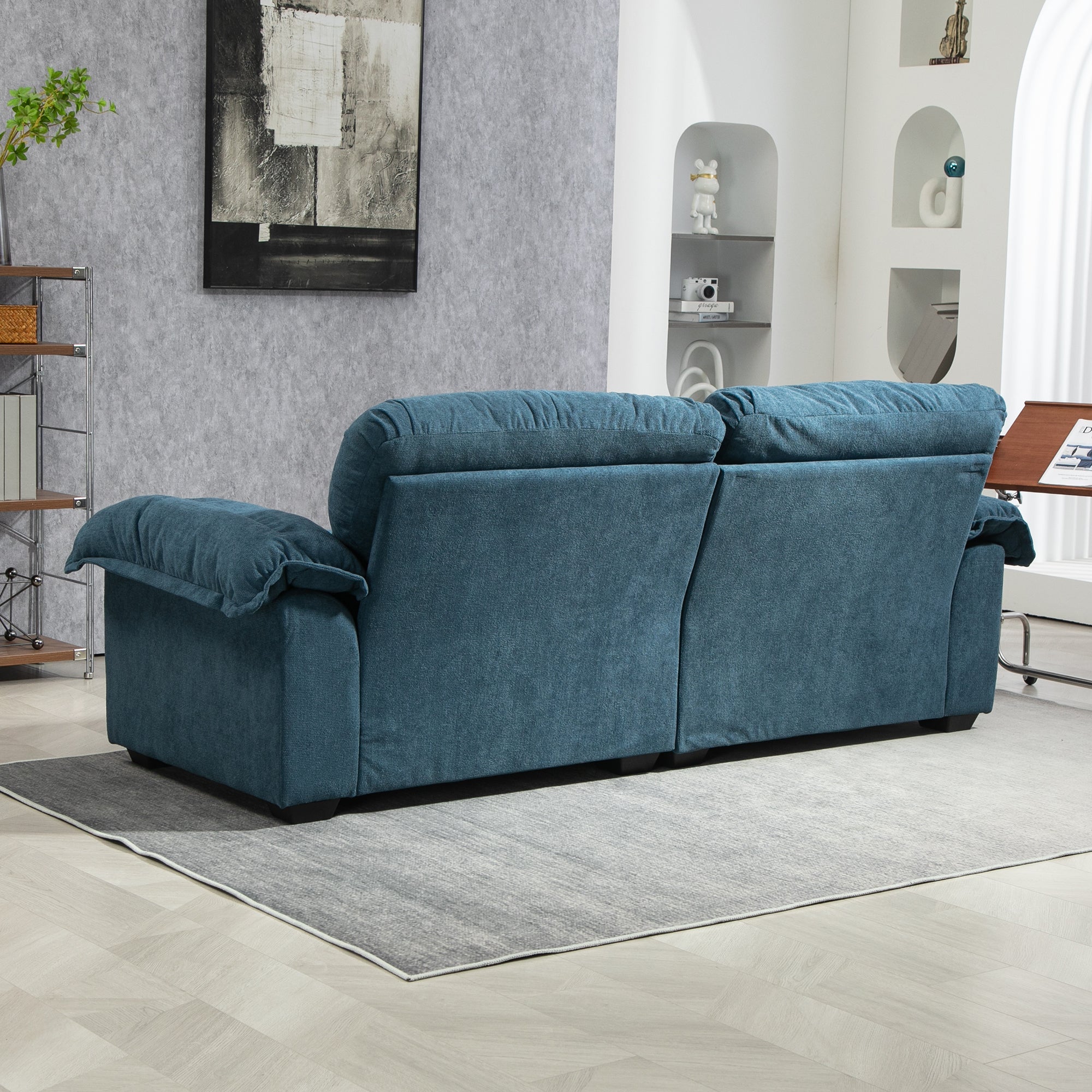 84' Chenille Sofa Small Sofa Loveseat Couch, Blue