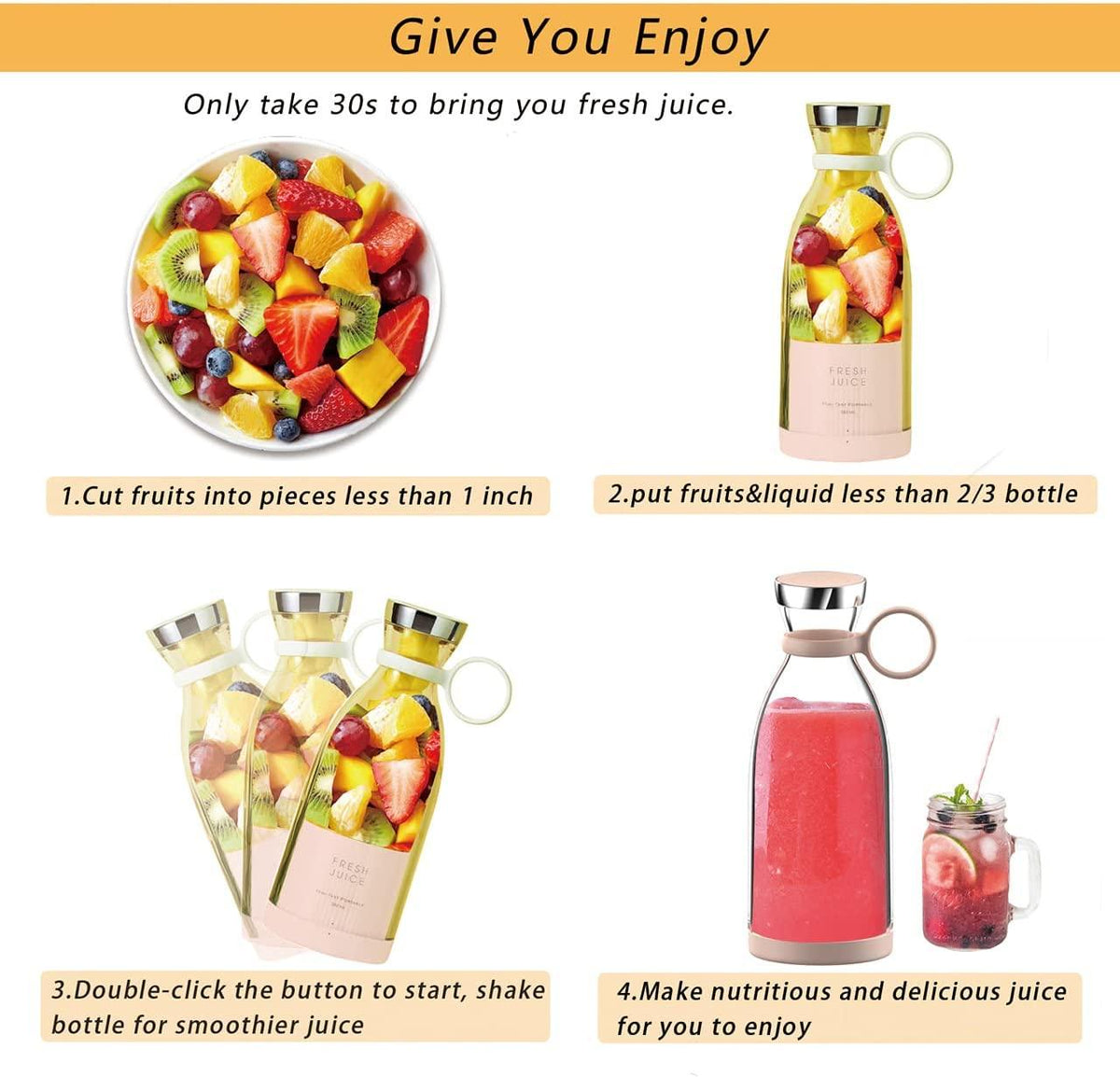 Electric Portable Multi-Functional Blender, Juicer & Mixer