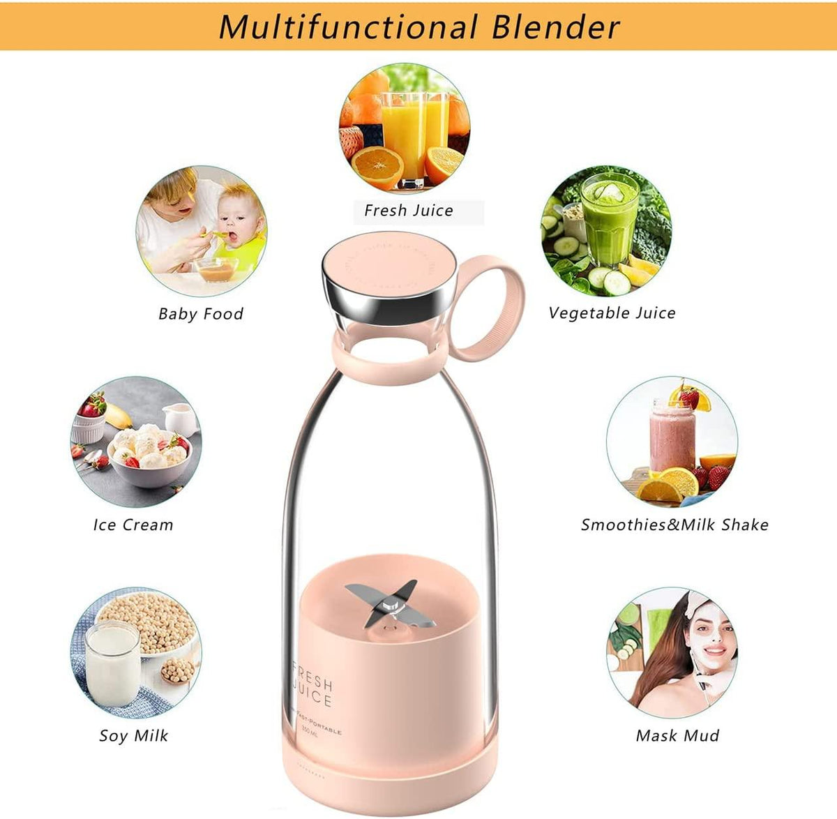 Electric Portable Multi-Functional Blender, Juicer & Mixer