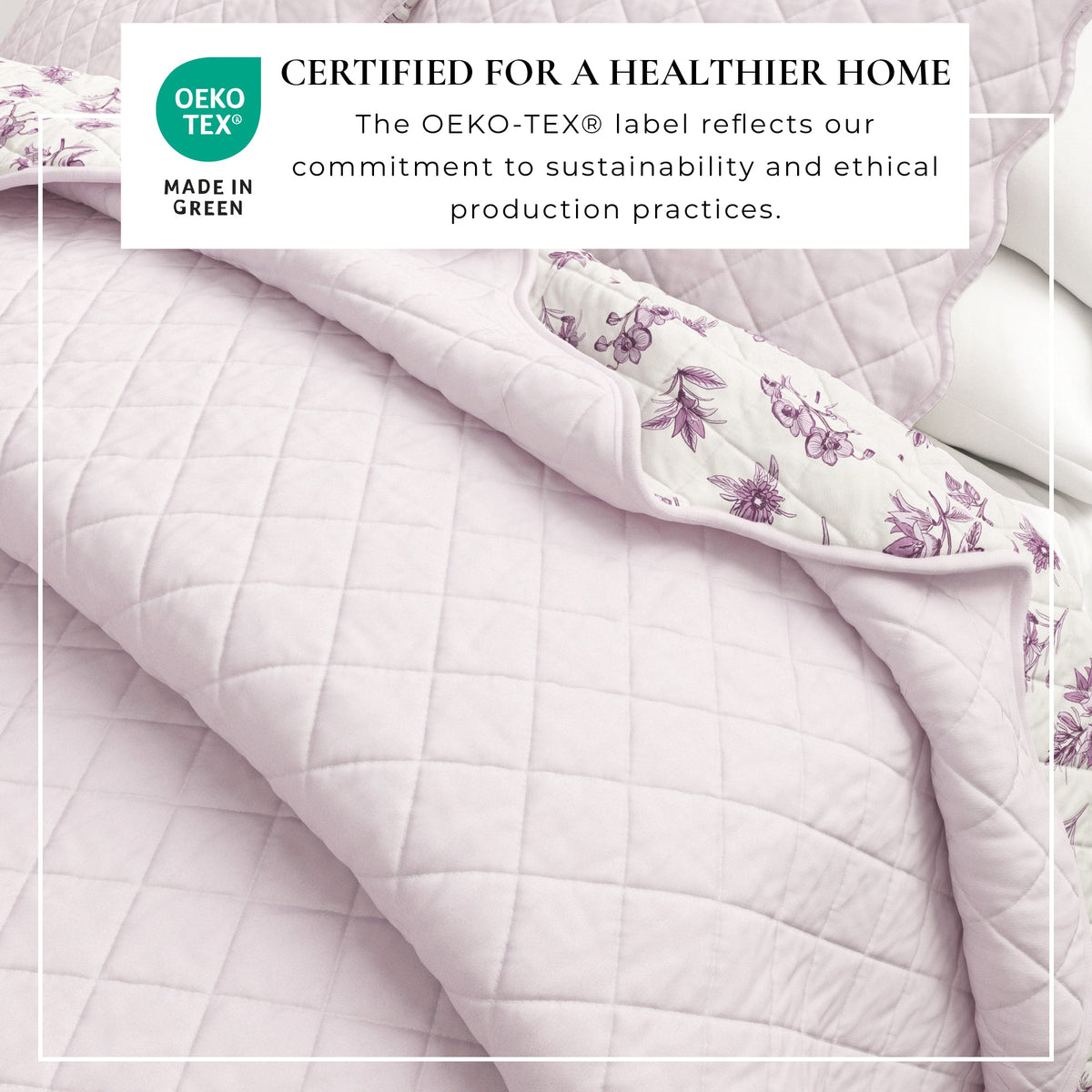 Floral Print & Scalloped Edge Cotton Quilt Set - Sandie Collection