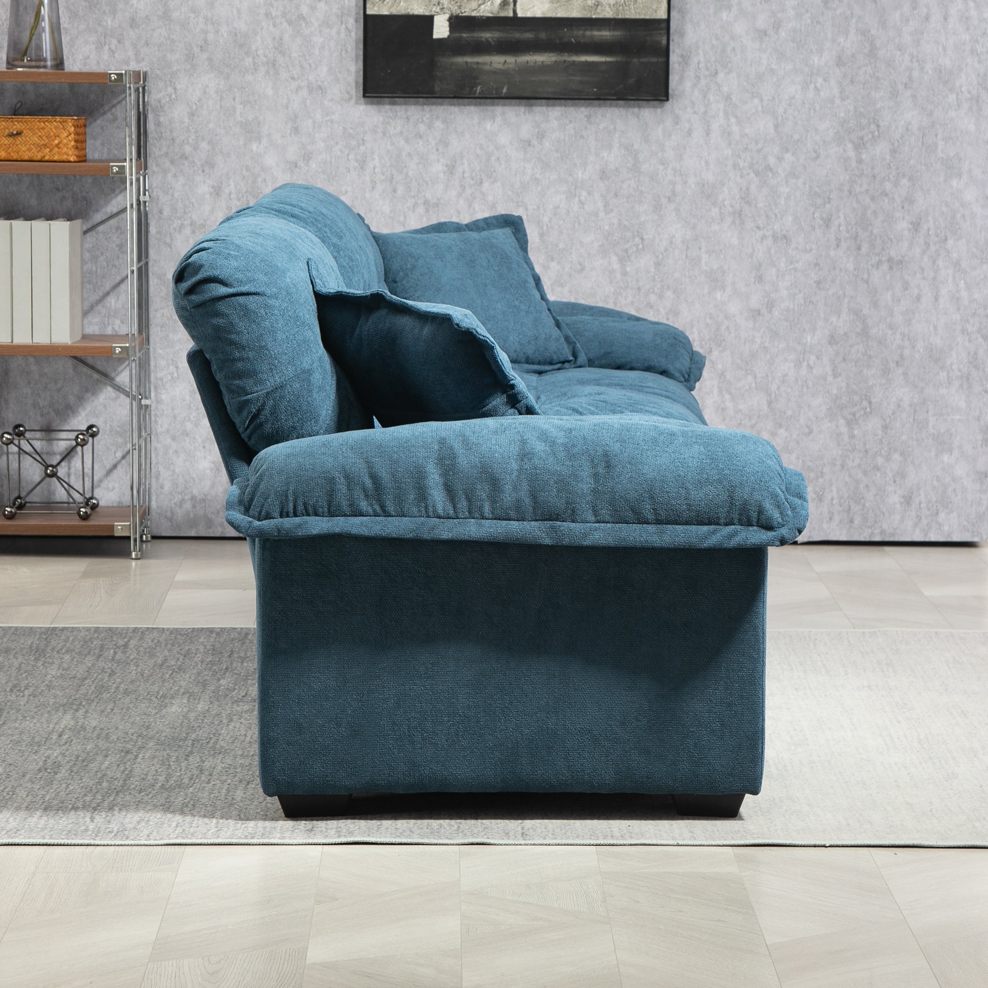 84' Chenille Sofa Small Sofa Loveseat Couch, Blue
