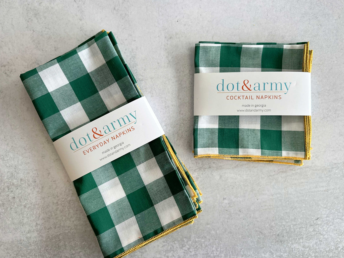 Gingham Check Cloth Napkins, Set of 4