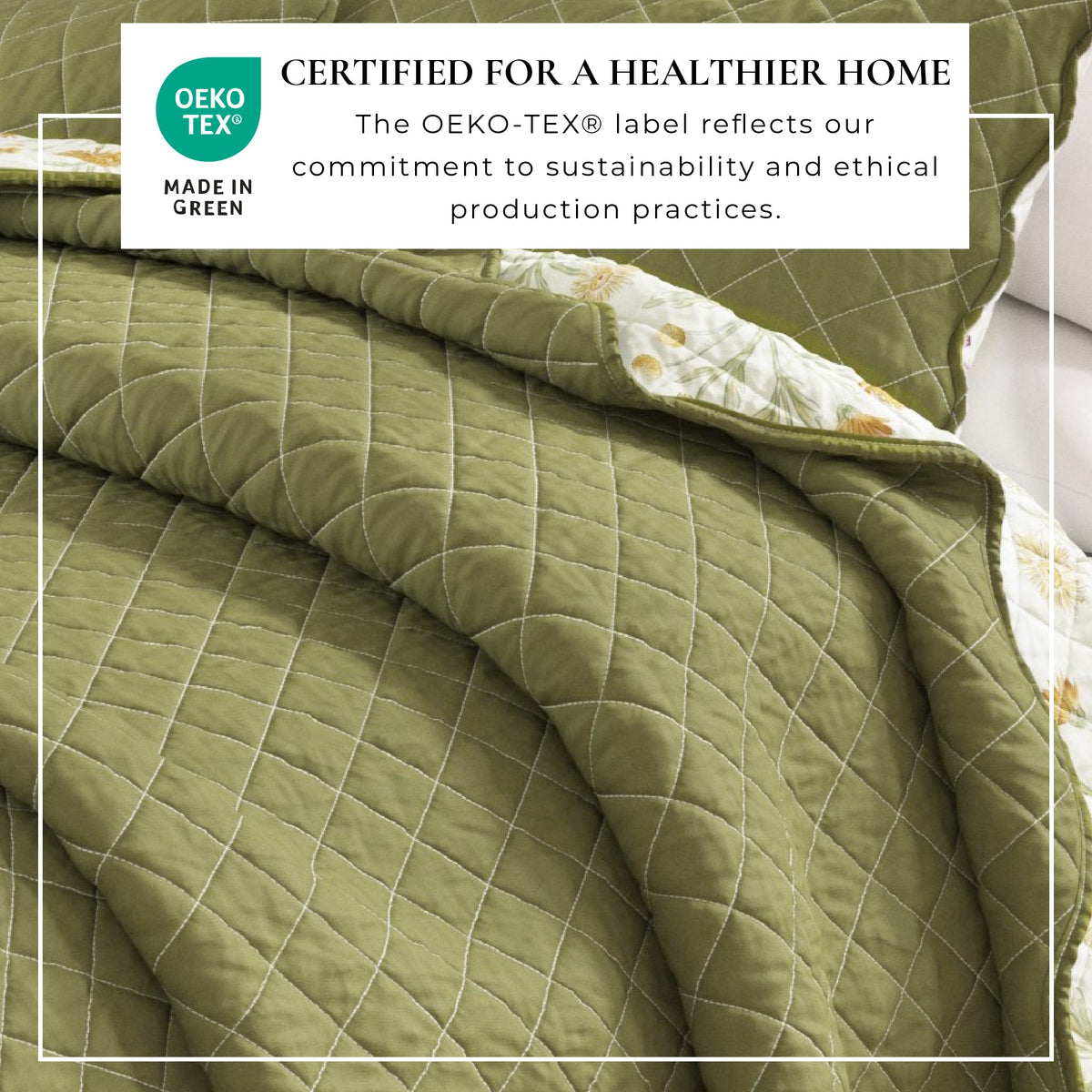 Floral Print & Scalloped Edge Cotton Quilt Set - Illiana Collection