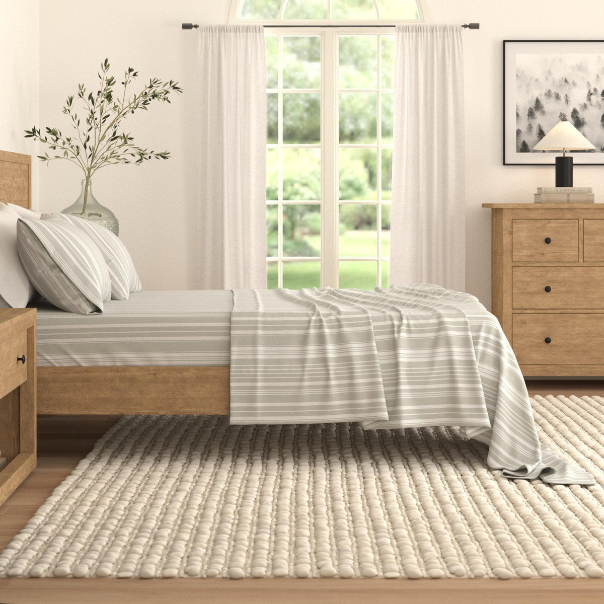 4-Piece Striped Microfiber Sheet Set - Elouise Collection