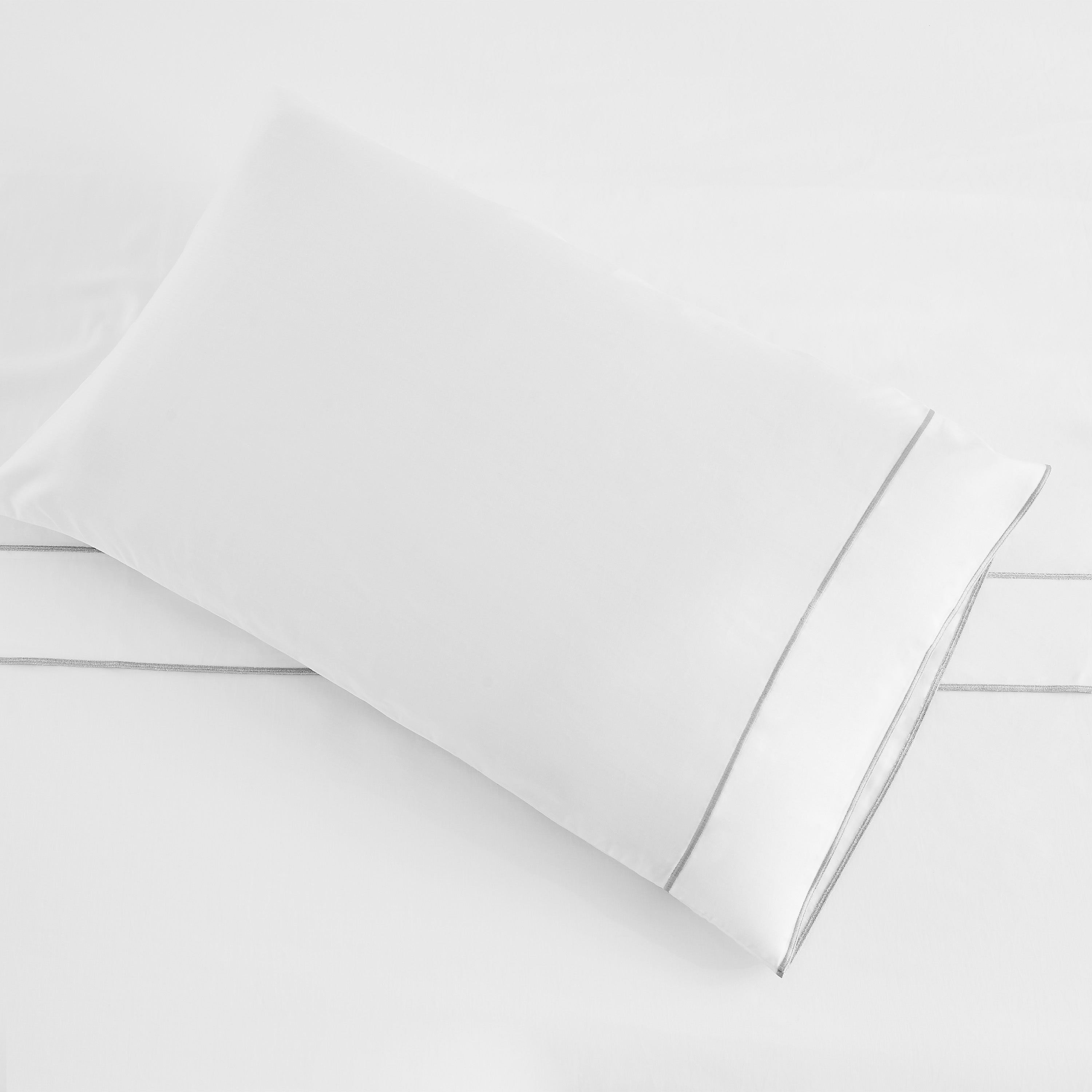600 Thread Framed Sateen Embroidered Cotton Pillowcase Pair