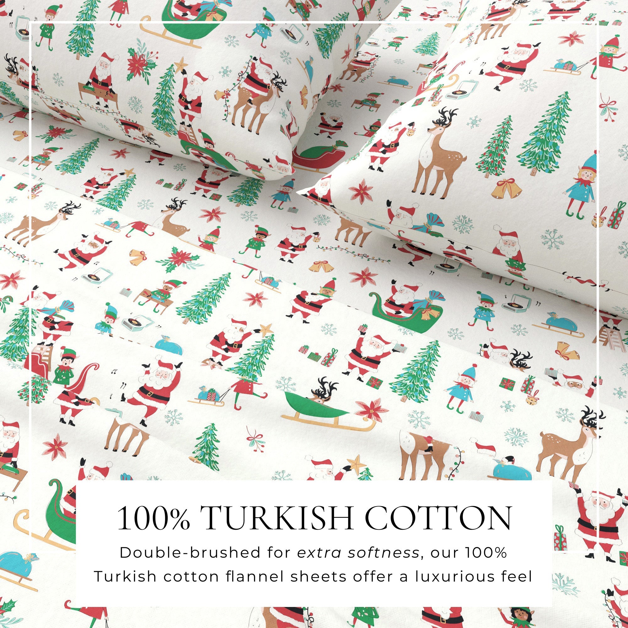 4-Piece Turkish Cotton Christmas Flannel Sheet - Whittaker Collection