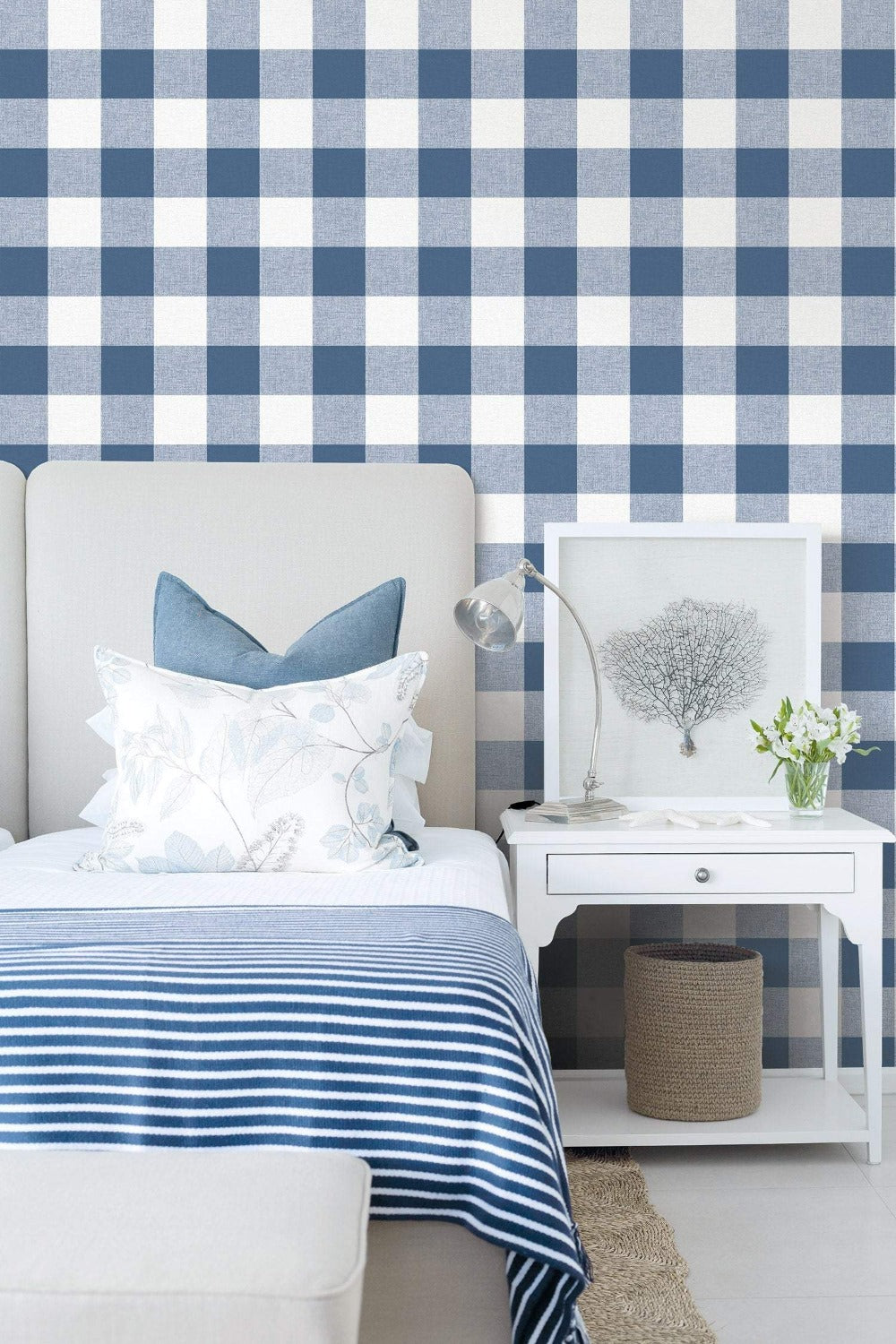 Beach House Picnic Plaid Coastal Unpasted Wallpaper