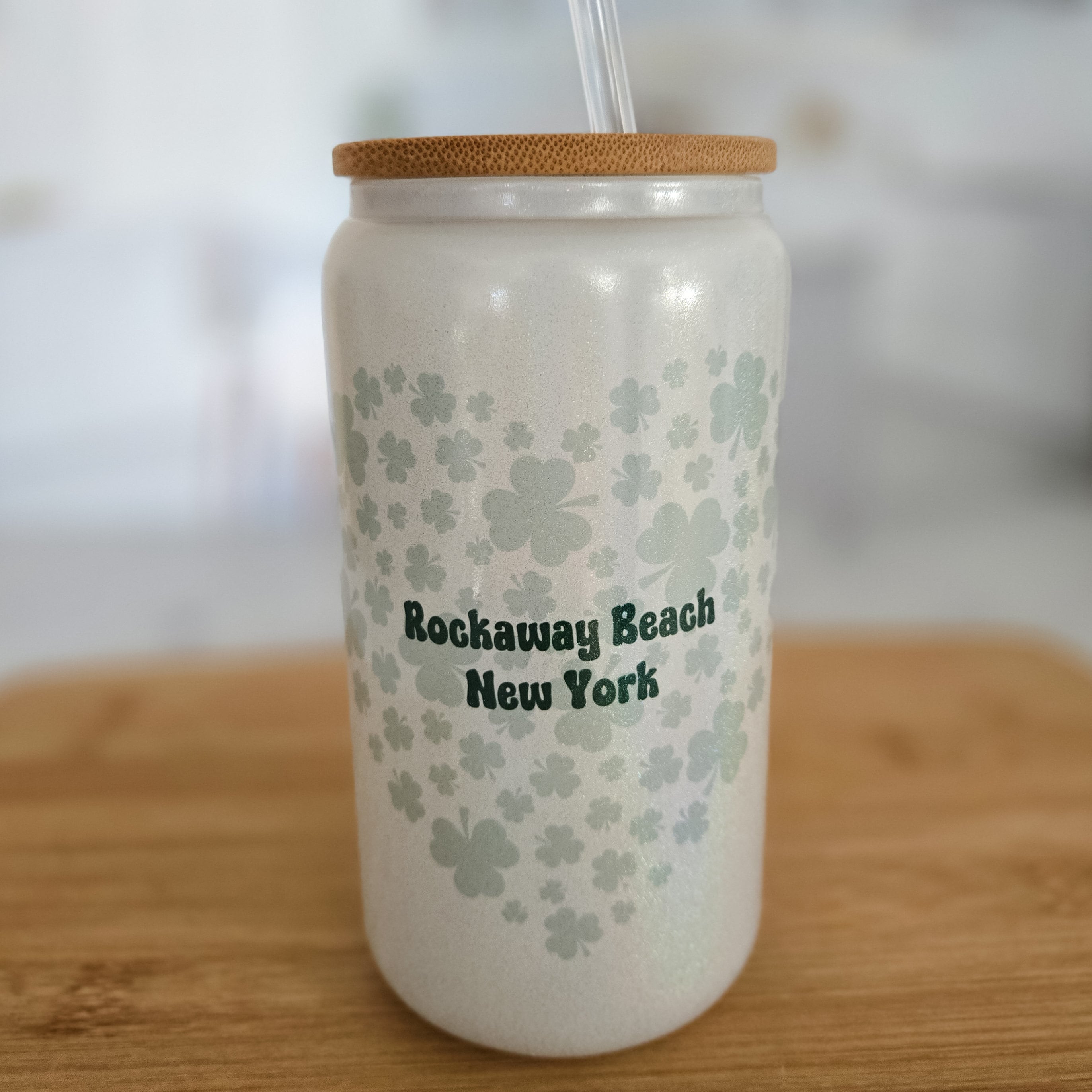 St. Patrick's Day Shamrock Customized Glass Can Cup/Mug
