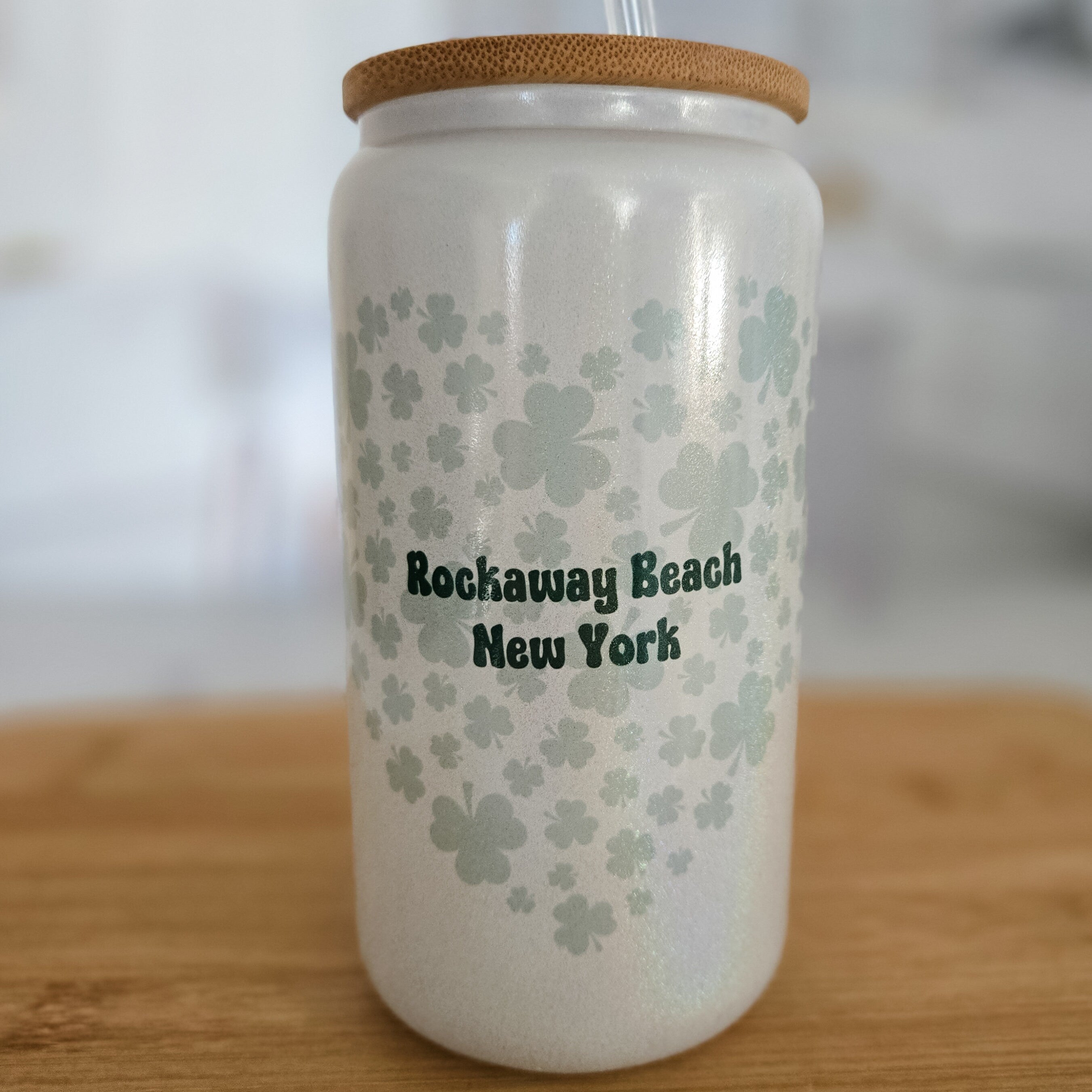 St. Patrick's Day Shamrock Customized Glass Can Cup/Mug