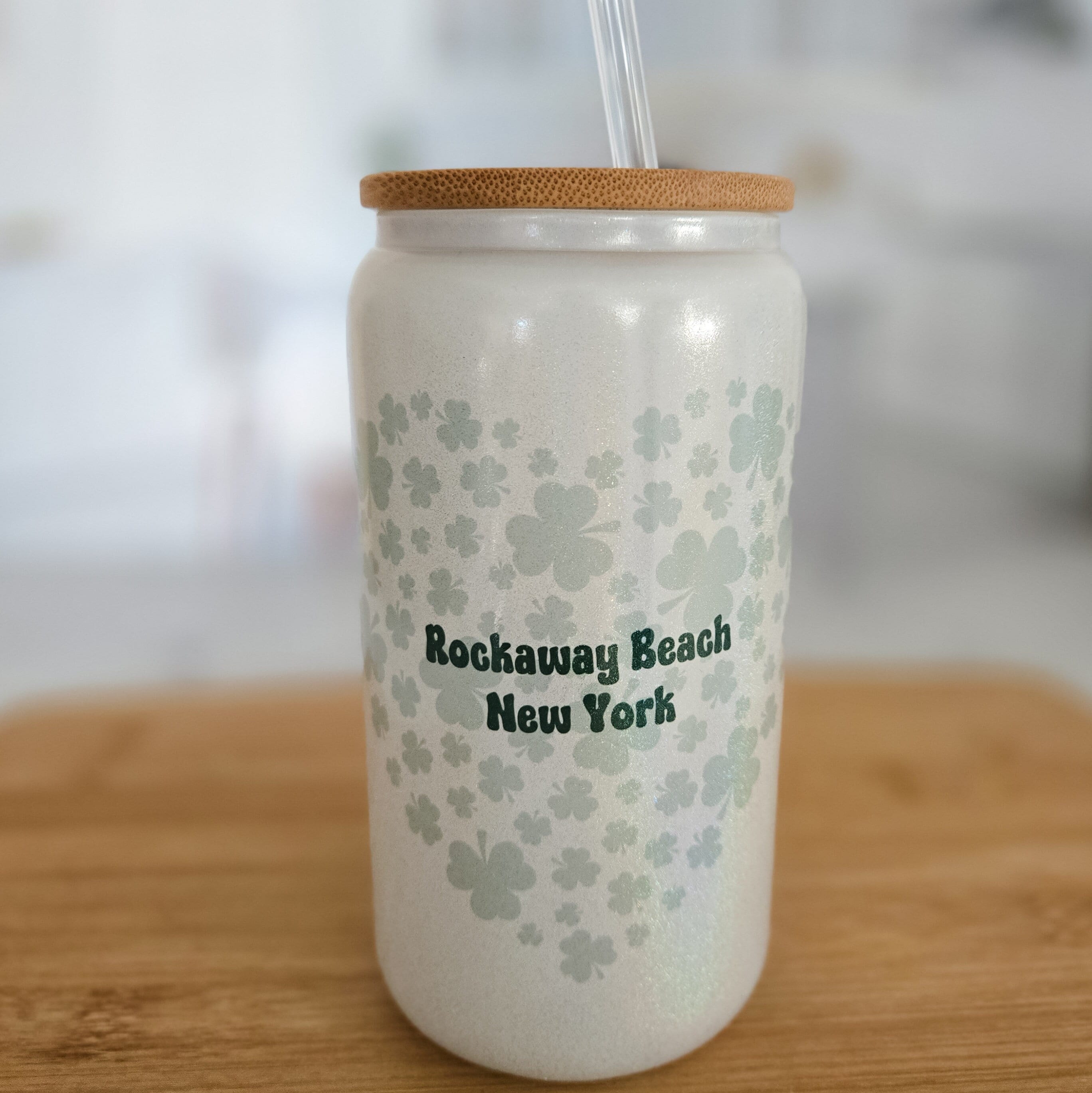 St. Patrick's Day Shamrock Customized Glass Can Cup/Mug