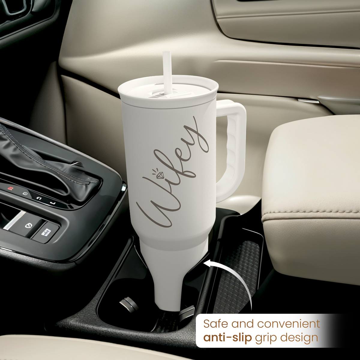 Valentine's Day Travel Tumbler for Wife - 40oz, White