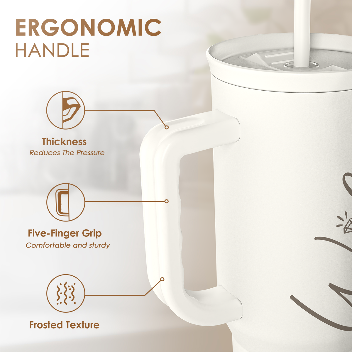 Valentine's Day Travel Tumbler for Wife - 40oz, White