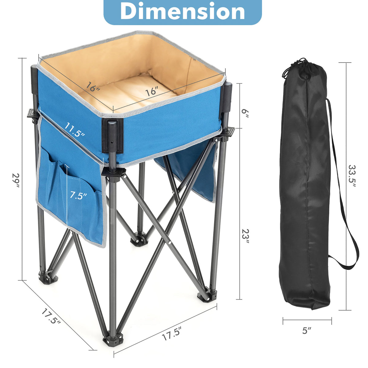 2 Pieces Folding Camping Tables with Large Capacity Storage Sink