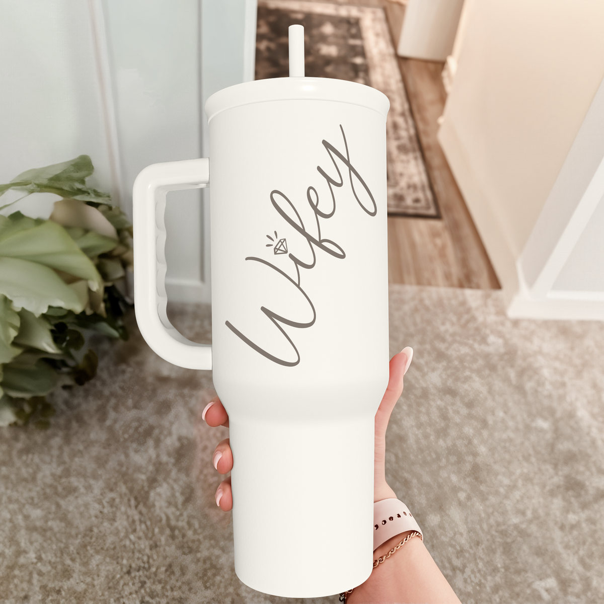 Valentine's Day Travel Tumbler for Wife - 40oz, White