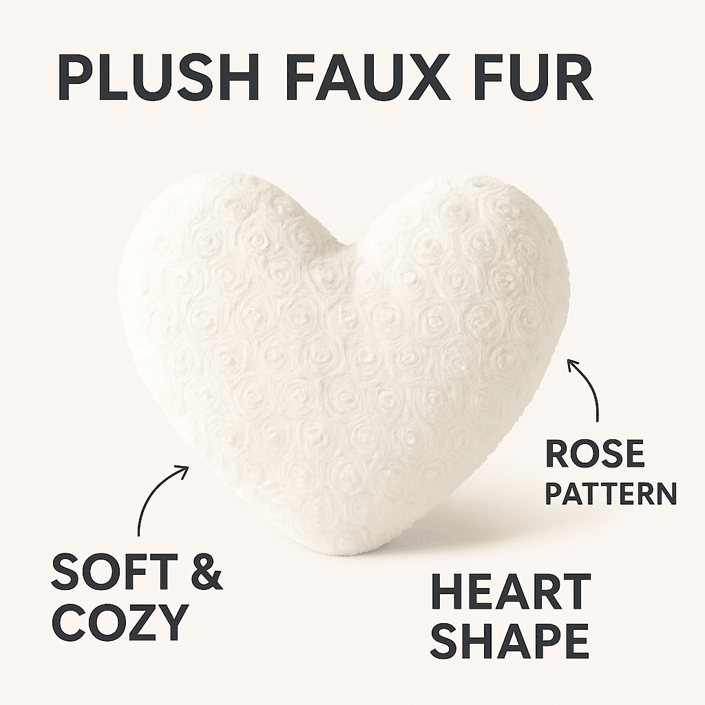 White Roses Romantic Plush Stuffed Heart Throw Pillow