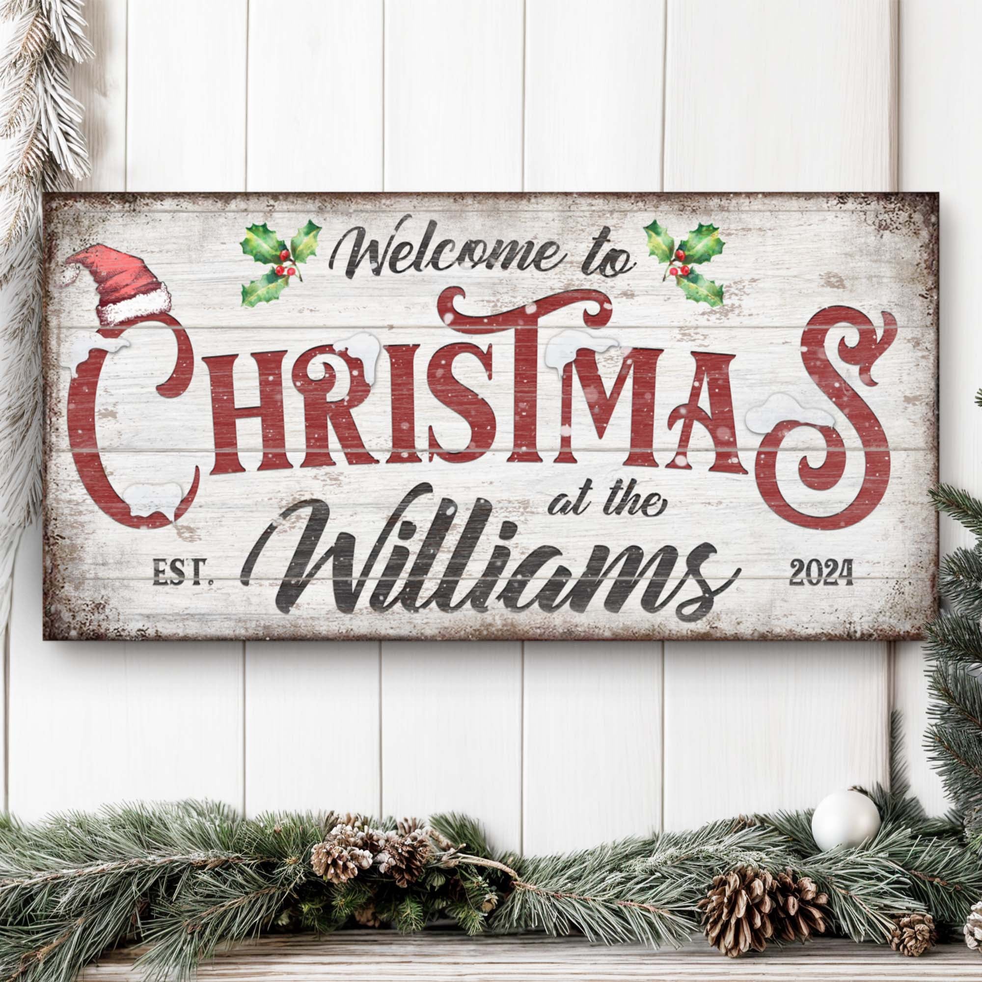 Family Welcome To Christmas Sign V