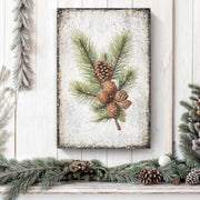 Vintage Winter Pine Cone Christmas Wall Art IV